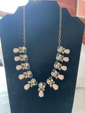 Vintage  necklace with crystals , pearls, quartz like stones. Adjustable